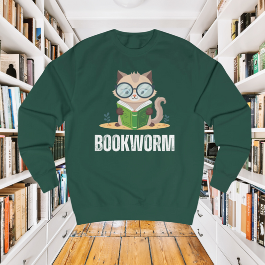Cozy Sweatshirt for Cat Lover gift for Book Lover gift for Bookworm Pullover Sweatshirt for Her gifts - Cute Cat Reading a Book sweater