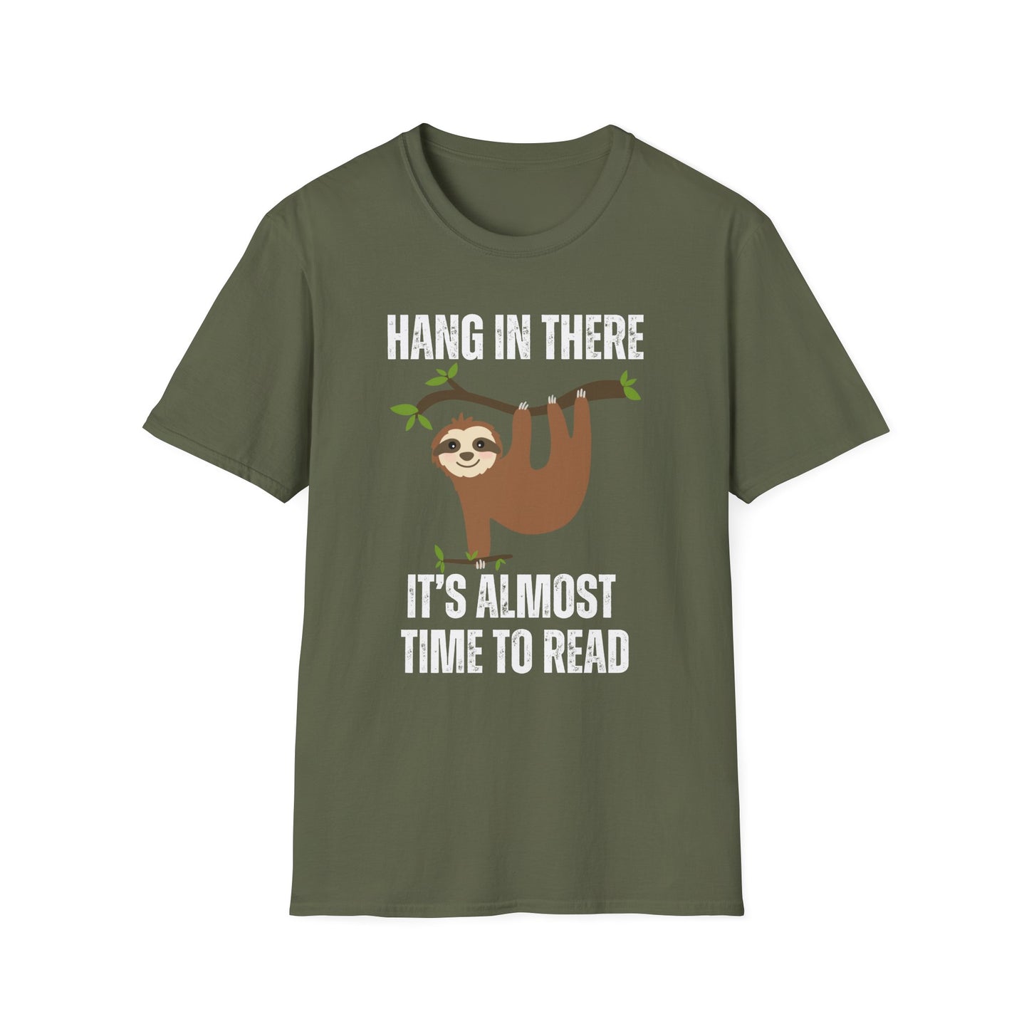 Sloth Reading Shirt Hang in There It's Almost Time to Read T shirt for Reading Tee Shirts for Book Lover T-shirts for Reading Bookworms