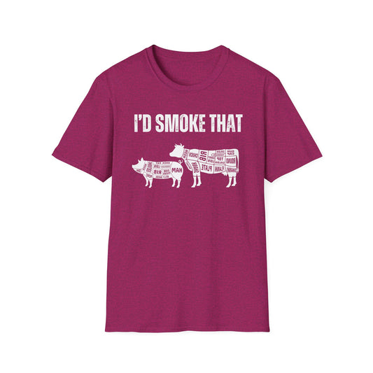 Meat Smoking Shirt for Barbecuing gift for Grilling T-shirt for Grill Master gifts for Carnviore Diet T Shirts for Him gift I'd Smoke That T Shirt