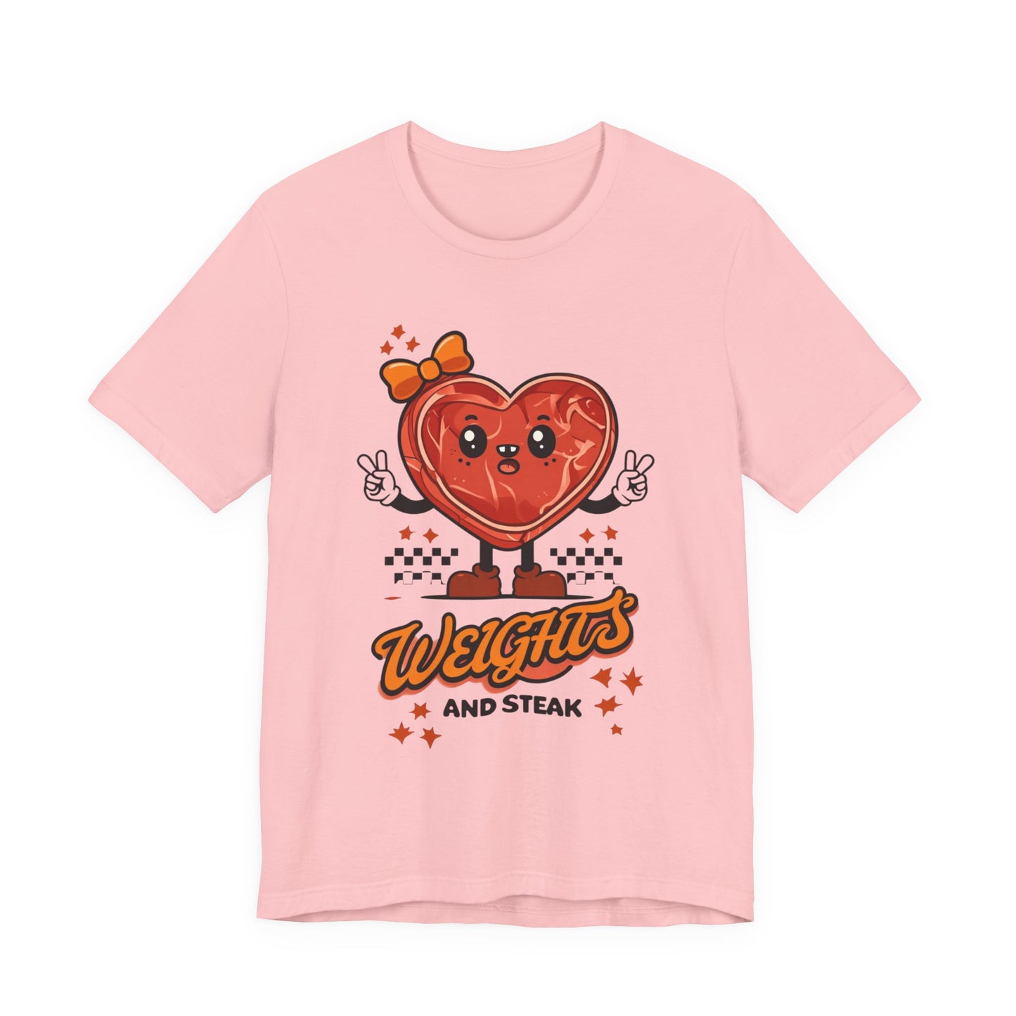 Funny Weights and Steak Unisex Tee, Gym Rat Workout Lover Gift Shirt, Fitness Apparel, Hilarious Exercise Top, Weightlifting Humor T-Shirt
