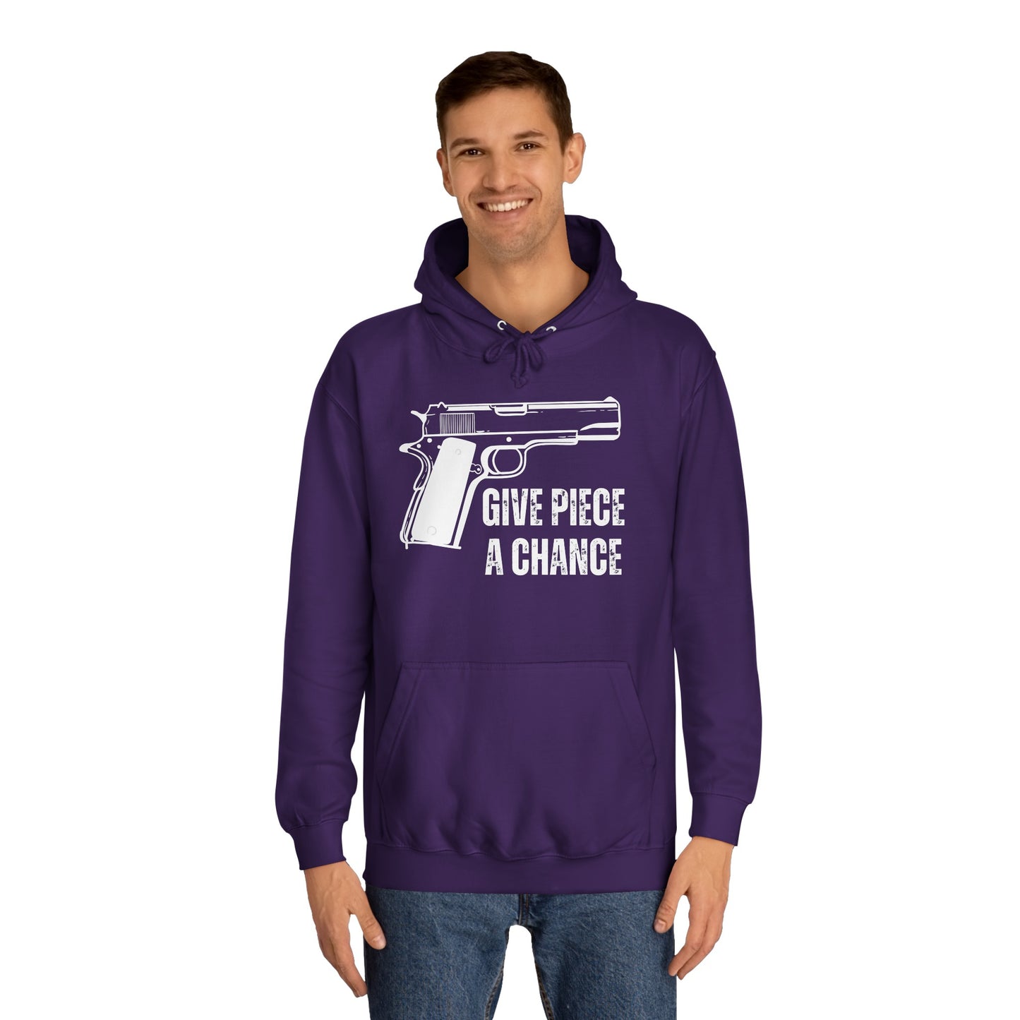 Gun Lover Hoodie Funny Hoodie for Mens gifts for Him Conservative Hoodie for Republican gift 1911 Pistol Give Piece A Chance