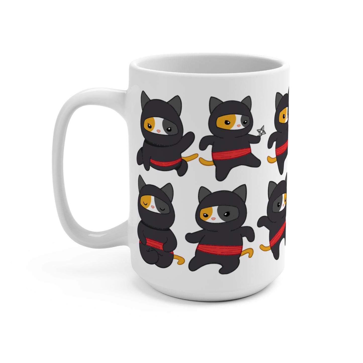 Funny Ninja Cat Mug for Cat Lover gift for Her Samurai Kitty Mugs for Cat mom gifts for Cat Dad Parent Large Feline Coffee Mug for Mom