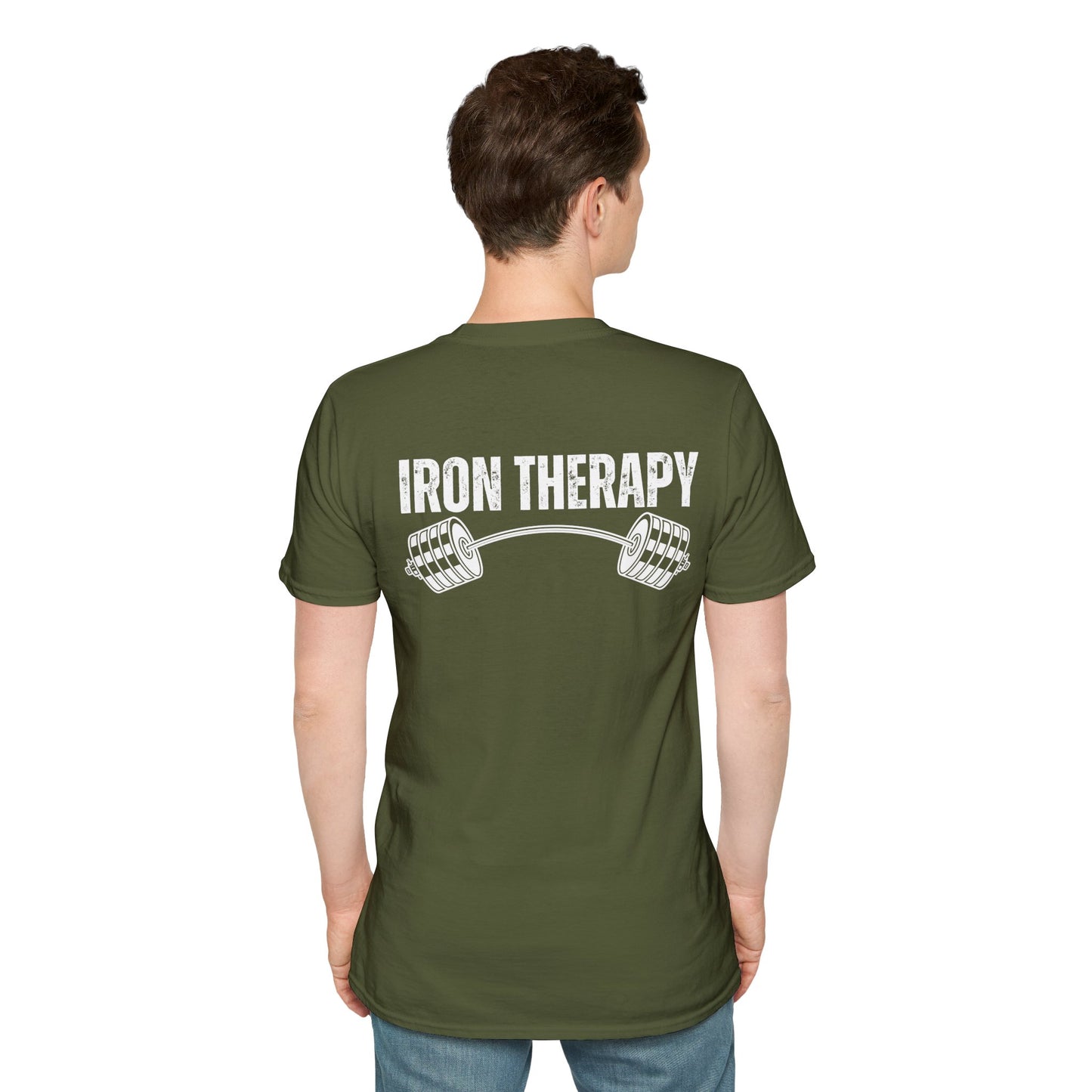 BACK DESIGN Gym Shirts Iron Therapy Gym shirt for Workout Lovers gift for Fitness Lover T-shirts for Men t shirt for Women's Tee Gym Rat gift Back Text