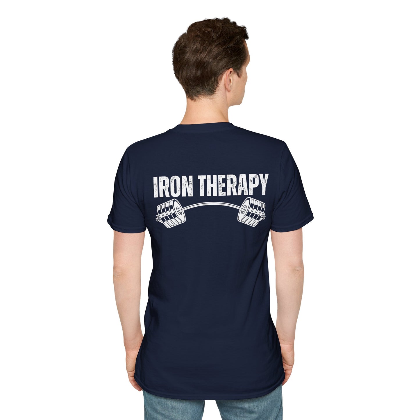 BACK DESIGN Gym Shirts Iron Therapy Gym shirt for Workout Lovers gift for Fitness Lover T-shirts for Men t shirt for Women's Tee Gym Rat gift Back Text