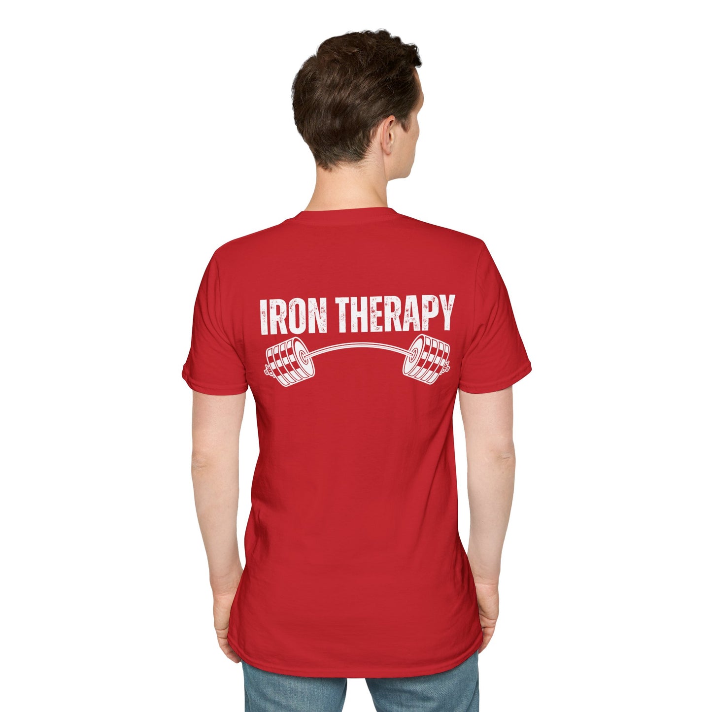 BACK DESIGN Gym Shirts Iron Therapy Gym shirt for Workout Lovers gift for Fitness Lover T-shirts for Men t shirt for Women's Tee Gym Rat gift Back Text