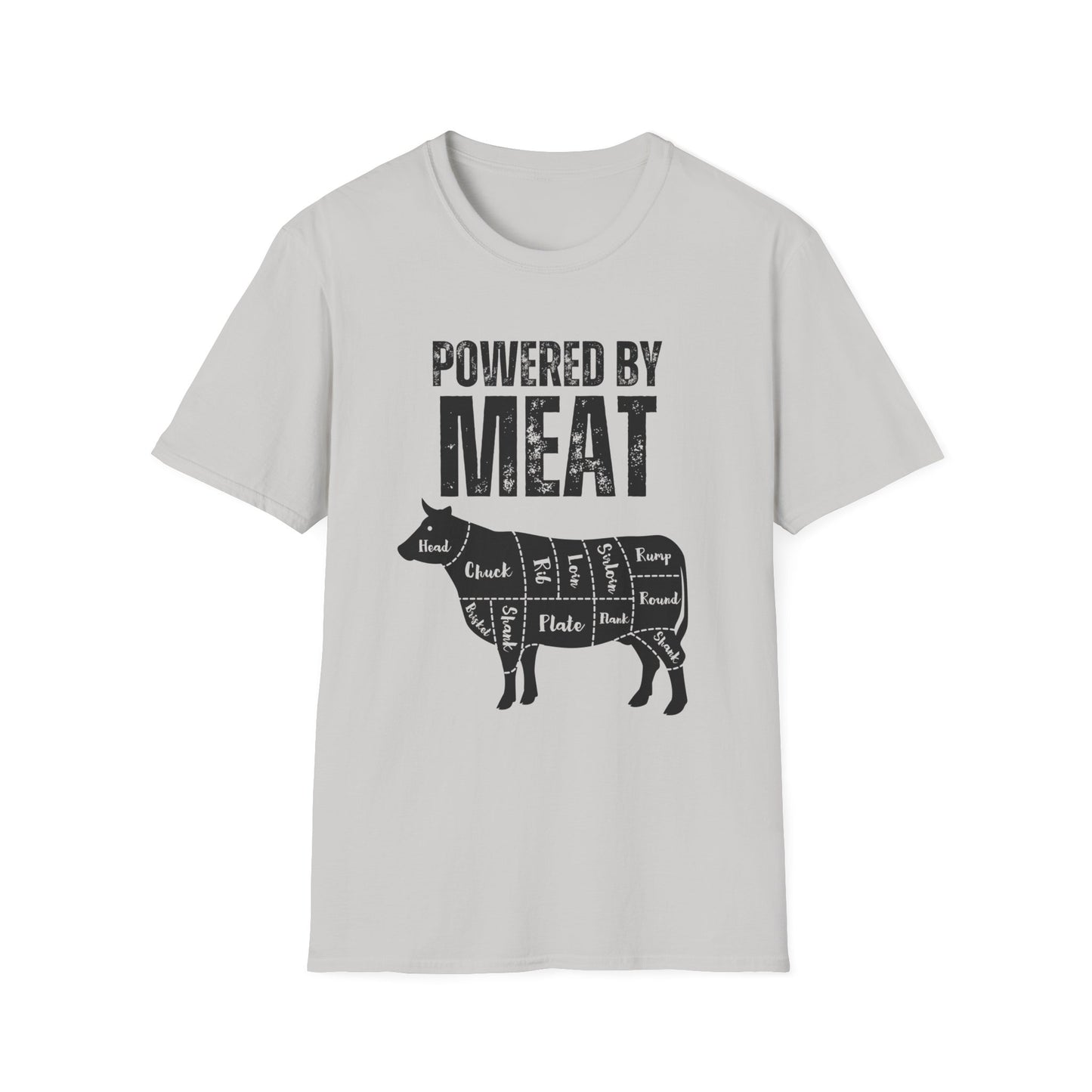 Powered By Meat T-shirt Funny Food T Shirt for Foodie gift for Her gifts for Friends Meat Lover gift for Carnivore Shirt