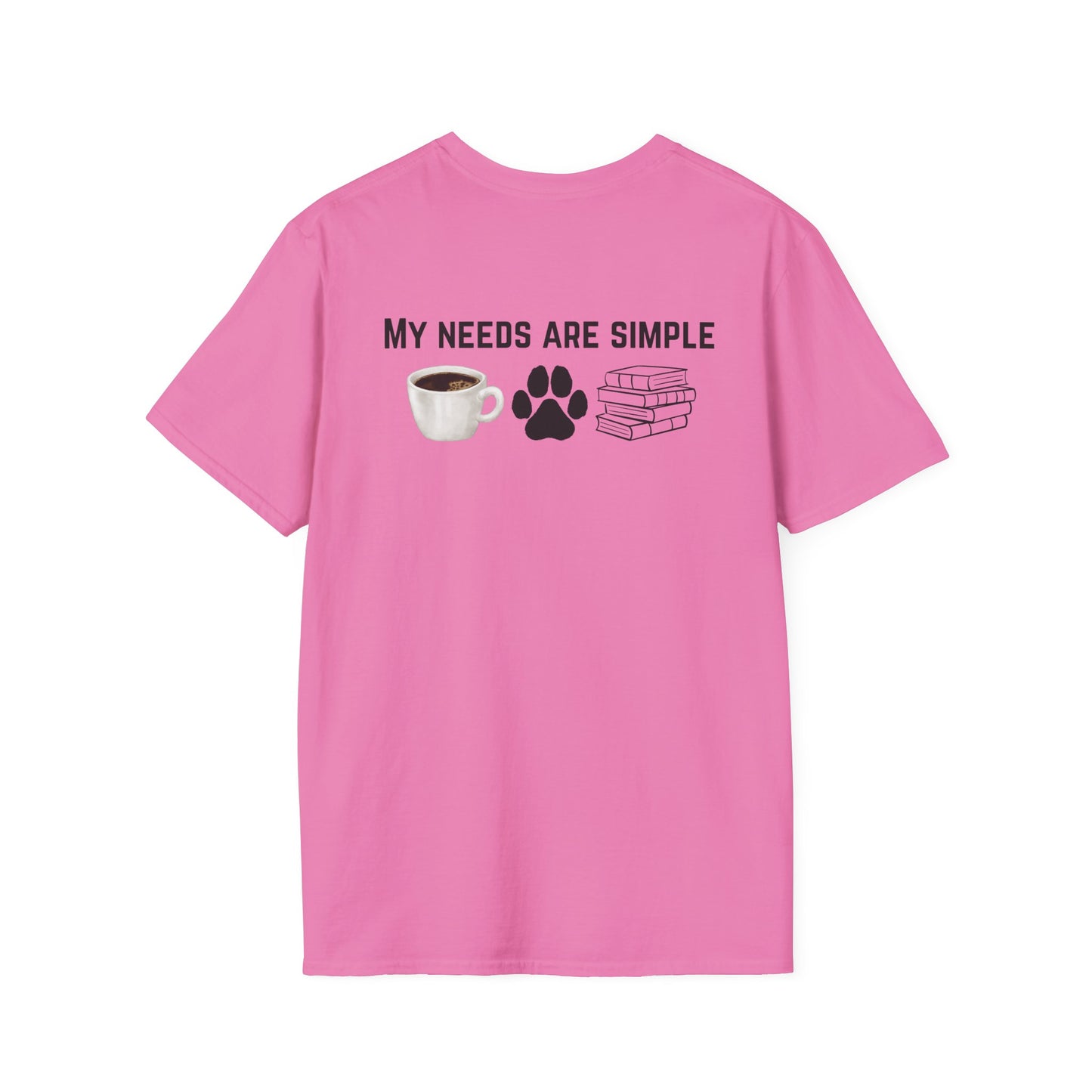Bookworm Coffee and Dogs Unisex Softstyle T-Shirt, Dog Lover Tee, Book Lover Gift, Simple Life Shirt