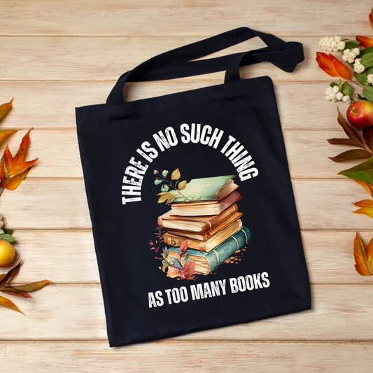 Bookworm Book Bag Reading Lover Canvas Tote Bag for Library gift for Book Lovers Dream There's No Such Thing AS Too Many Books Bags