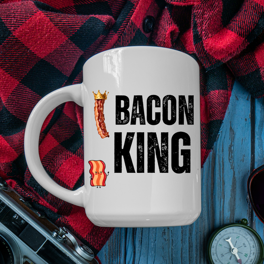 Bacon Mug Funny Mug for Meat Lover gift for Meat Lover gift - Large Coffee Mug for Coffee Lover gift for Him - BACON KING - Valentine's Gift