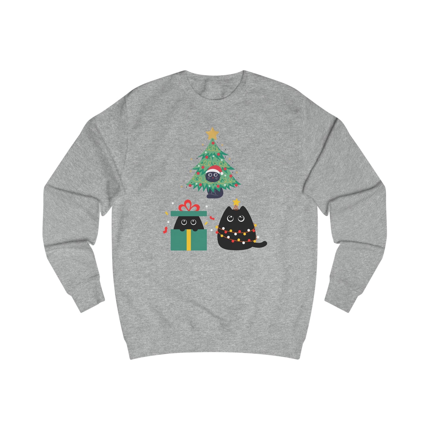 Cat Christmas Sweatshirts for Black Cat Lover gifts for Christmas Kitty Sweatshirt for Cat Mom Christmas present for Women
