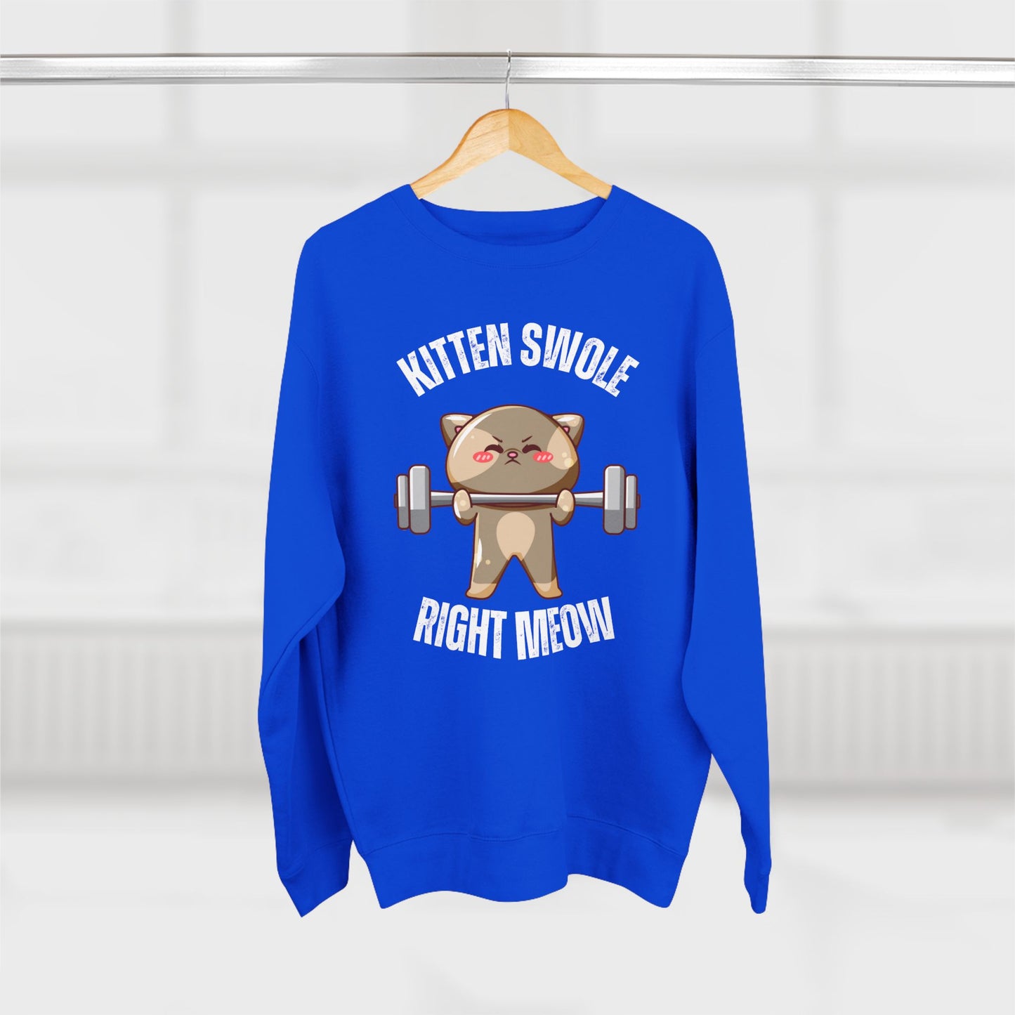 Kitten Swole Right Meow Sweatshirt, Cat Lover Gift, Funny Animal Sweater, Pet Owner Jumper, Cute Kitty Top, Workout Pullover
