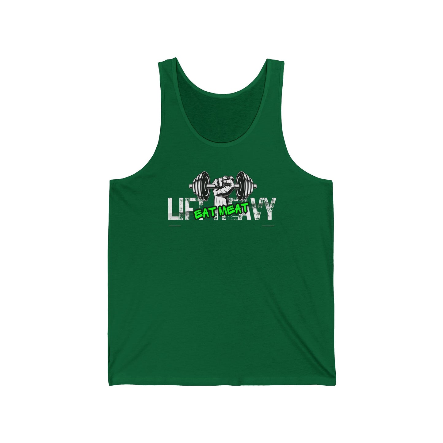 Unisex Tank Top, Weightlifting Workout Muscle Tee, Fitness Gym Apparel, Lift Heavy Eat Meat Sleeveless Shirt, Bodybuilding Exercise Clothing