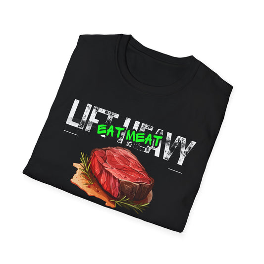 Workout Graphic Tee - lift heavy eat meat - carnivore diet shirt - steak lover gift ideas bbq tshirts