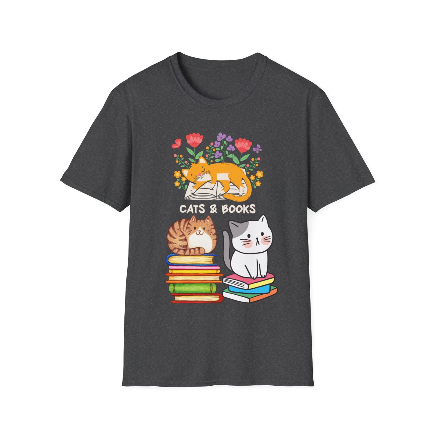 Reading Cats T shirt for Cat Lover gift Book Lover gift Reader T shirt Cute Cat Shirt for Cat Mom Gift Cats and Flowers Cats and Books Tee