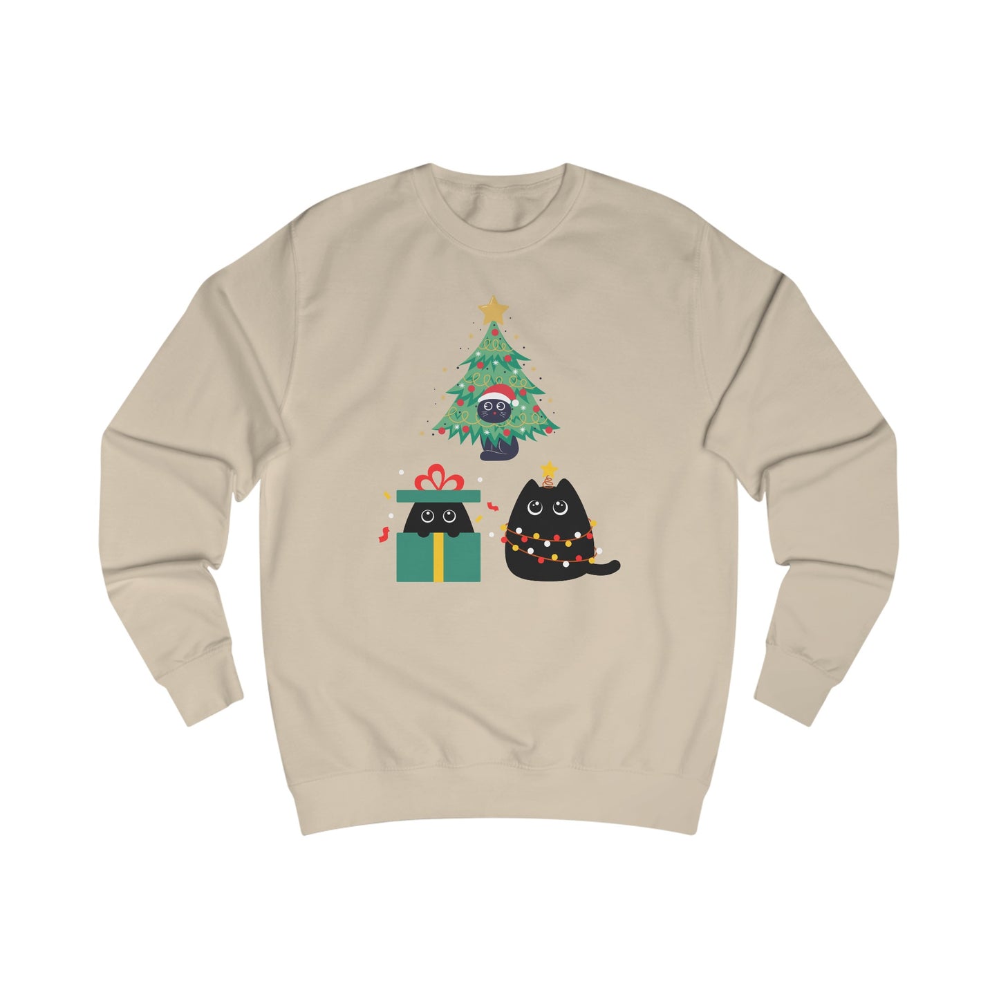 Cat Christmas Sweatshirts for Black Cat Lover gifts for Christmas Kitty Sweatshirt for Cat Mom Christmas present for Women