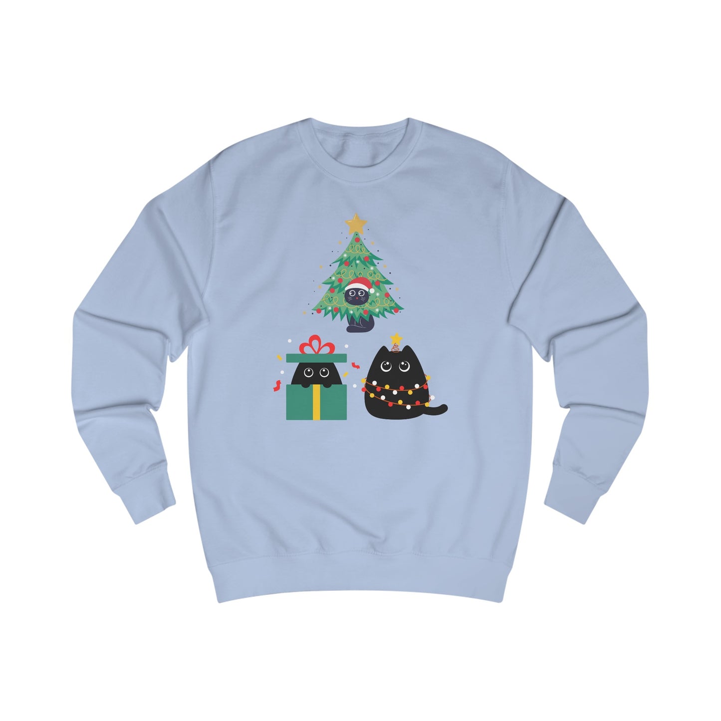 Cat Christmas Sweatshirts for Black Cat Lover gifts for Christmas Kitty Sweatshirt for Cat Mom Christmas present for Women