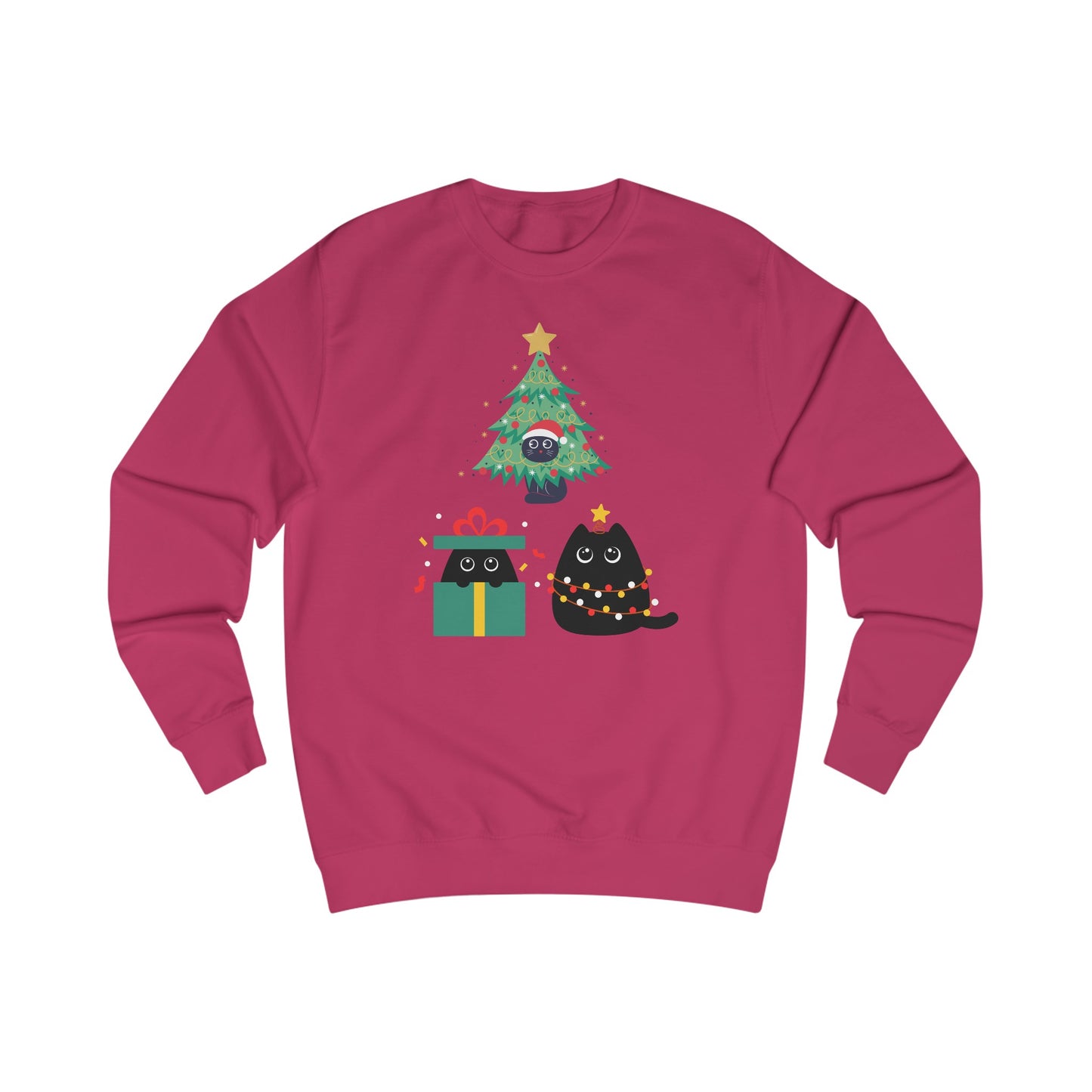 Cat Christmas Sweatshirts for Black Cat Lover gifts for Christmas Kitty Sweatshirt for Cat Mom Christmas present for Women
