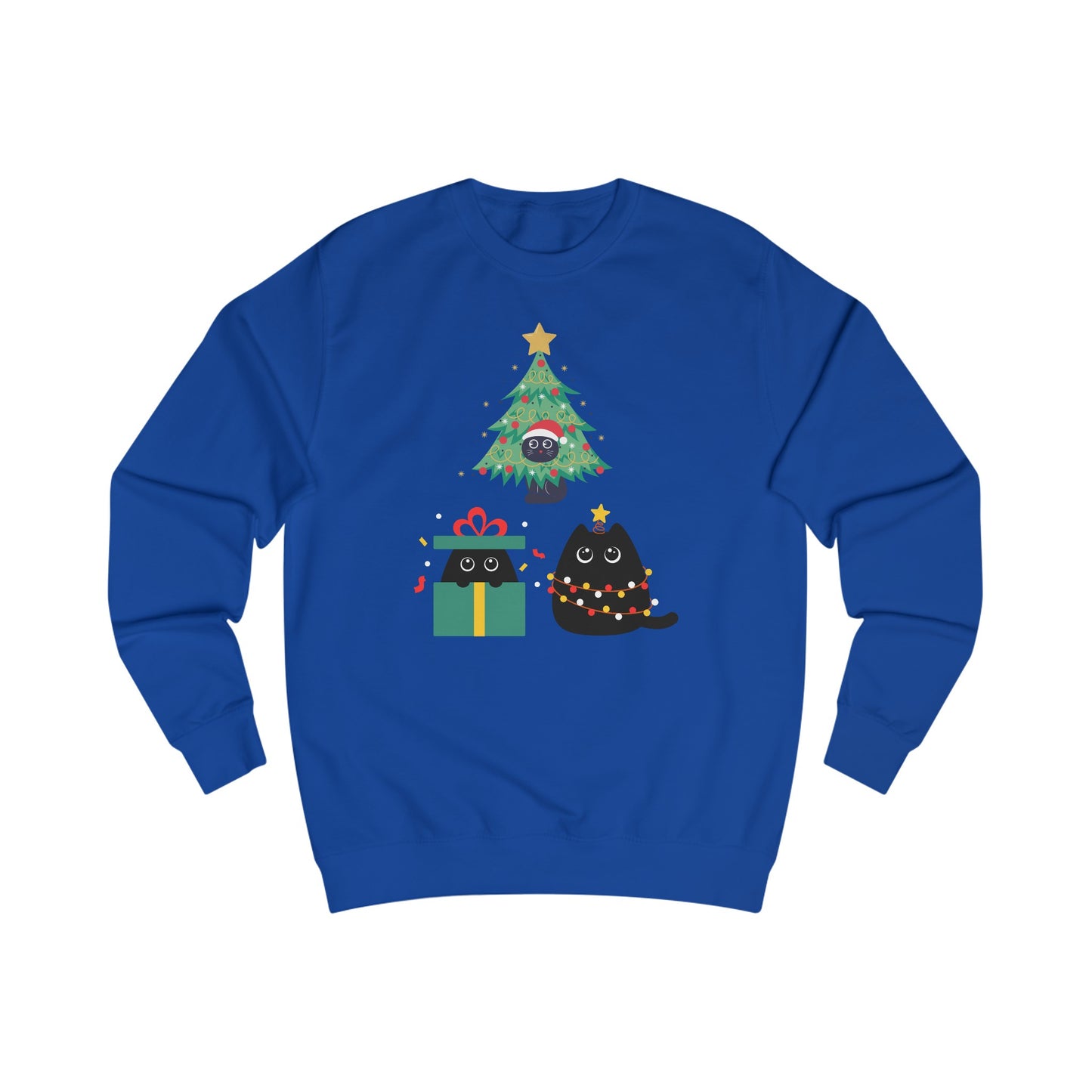 Cat Christmas Sweatshirts for Black Cat Lover gifts for Christmas Kitty Sweatshirt for Cat Mom Christmas present for Women