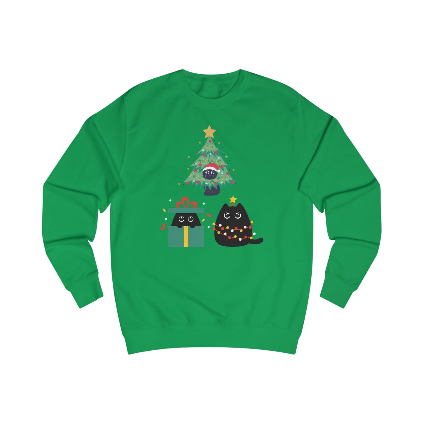 Cat Christmas Sweatshirts for Black Cat Lover gifts for Christmas Kitty Sweatshirt for Cat Mom Christmas present for Women