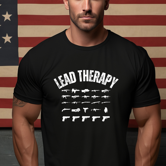 Gun Lover Lead Therapy Shooting Range Unisex Softstyle T-Shirt, Cool Second Amendment Tee, Gun Enthusiast Gift, Firearms Clothing, Pro-2A