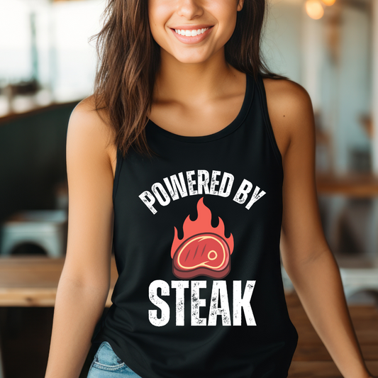 Meat Lover Tank Top for Carnivore Diet gifts for Him gift for her Steak Lover Shirts for bbq lover for Chef gift Powered By Steak Tank Tops