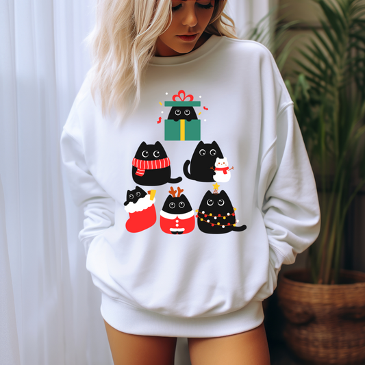 Black Cat Lover gift for Christmas Sweatshirt for Funny Christmas Sweatshirts for Cat Lover gift for Cat Mom gifts for Christmas Cats Sweater for Her gift for Women