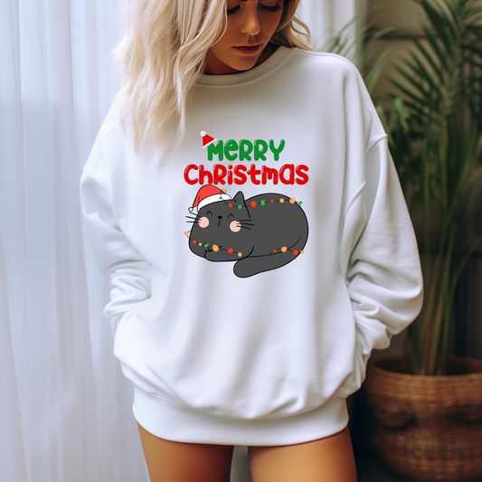 Christmas Sweatshirt for Cat Lover gift for Christmas Cats Sweater for Black Cat Lover Sweater for Christmas party for Women's present ideas