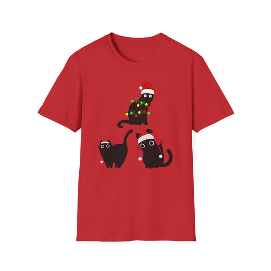 Christmas Cat T-shirt for Black Cat Lover gift for Christmas Kitty Tshirts for Cat Mom present for Christmas T Shirt for Funny Cats Tees