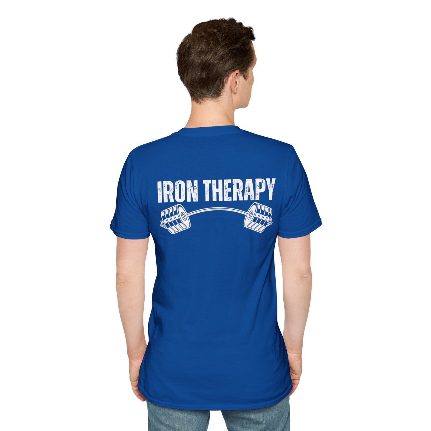 BACK DESIGN Gym Shirts Iron Therapy Gym shirt for Workout Lovers gift for Fitness Lover T-shirts for Men t shirt for Women's Tee Gym Rat gift Back Text