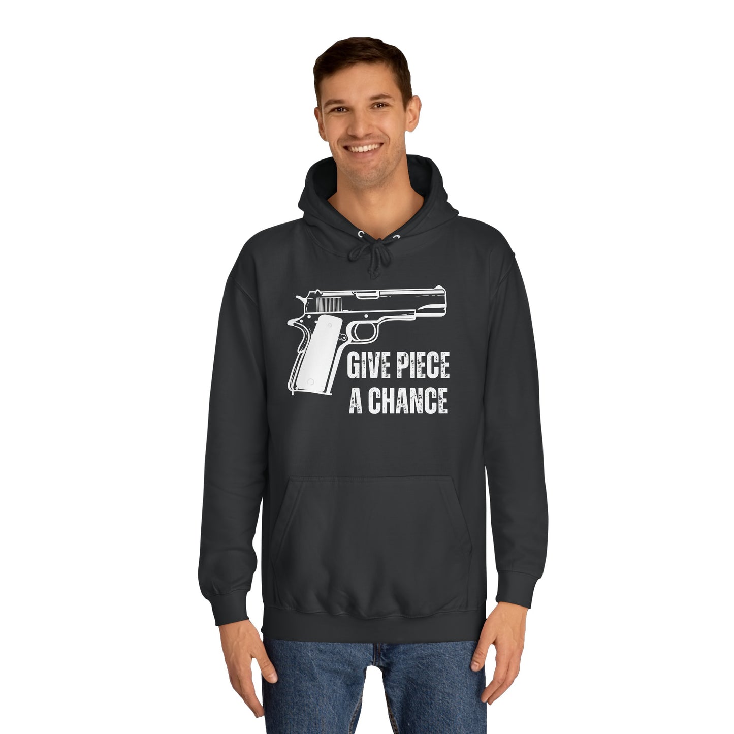 Gun Lover Hoodie Funny Hoodie for Mens gifts for Him Conservative Hoodie for Republican gift 1911 Pistol Give Piece A Chance