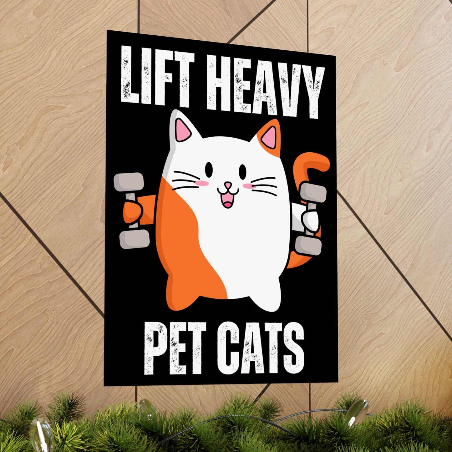 Gym Poster Decor Workout Posters for Fitness Lover gift for Gym Rat Sport Posters Funny Cat Wall Art for Gymnasts gifts Lift Heavy Pets CATS