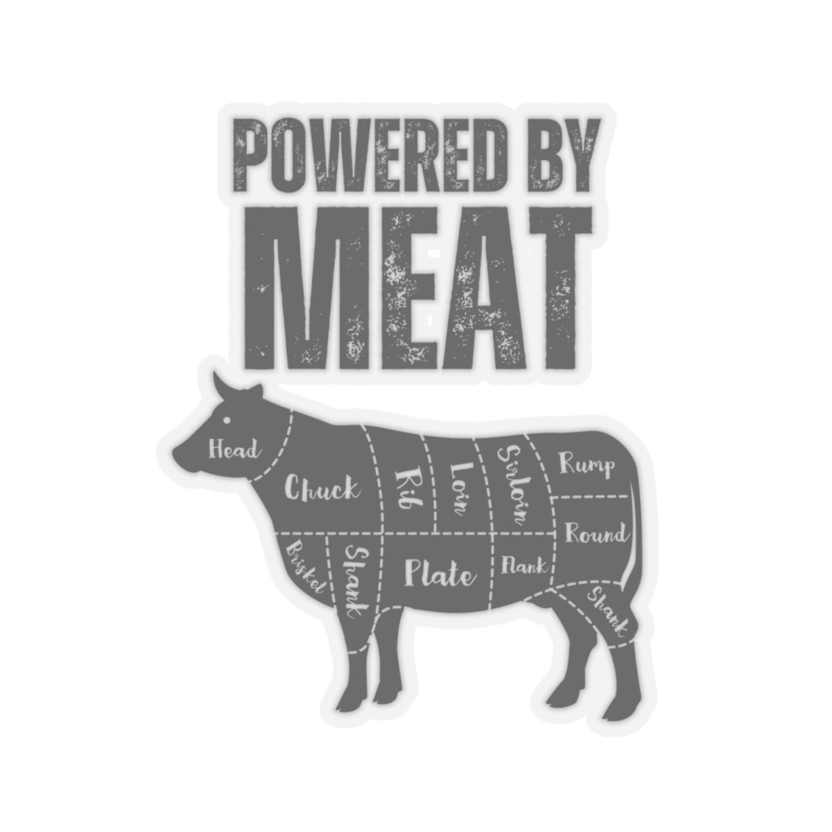Powered By Meat Funny Cow Sticker for Carnivore gift for Meat Lovers gifts for bbq lover grilling sticker food stickers foodie gifts