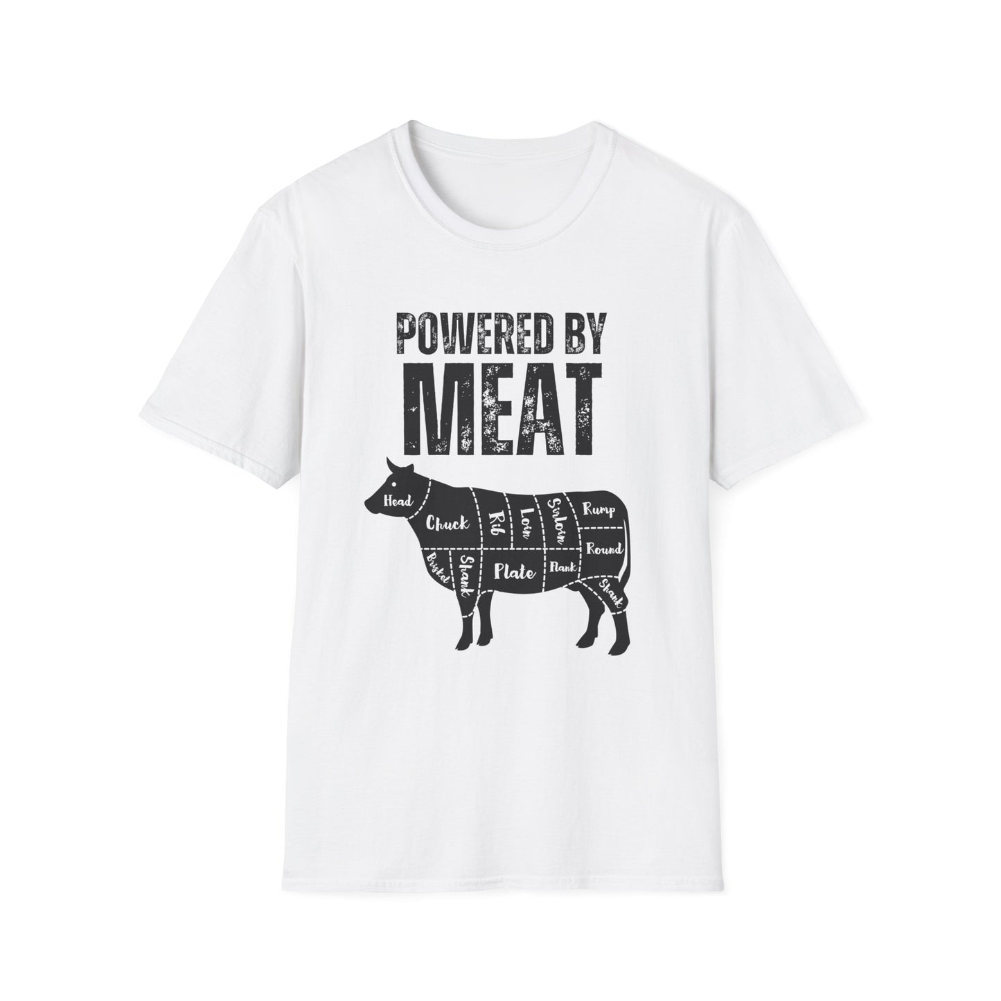 Powered By Meat T-shirt Funny Food T Shirt for Foodie gift for Her gifts for Friends Meat Lover gift for Carnivore Shirt