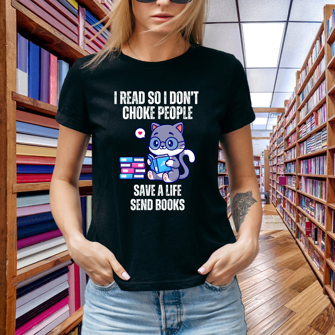 Funny Book Pun Shirt Books Saying T-shirts for Reading Lover gift for Cat Lovers gifts for Bookish T-shirt Cat Reading Books Shirt for Her