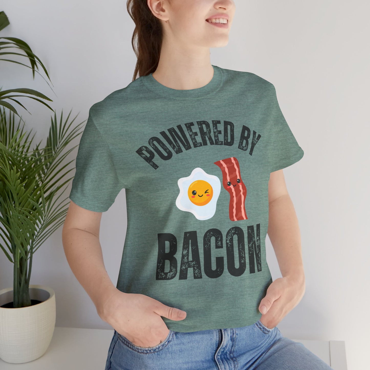 Funny Bacon & Egg T-shirt for Meat Lover Gift for Bacon Lover Shirt for Carnivore gift for Meat T Shirt Powered By BACON Tee