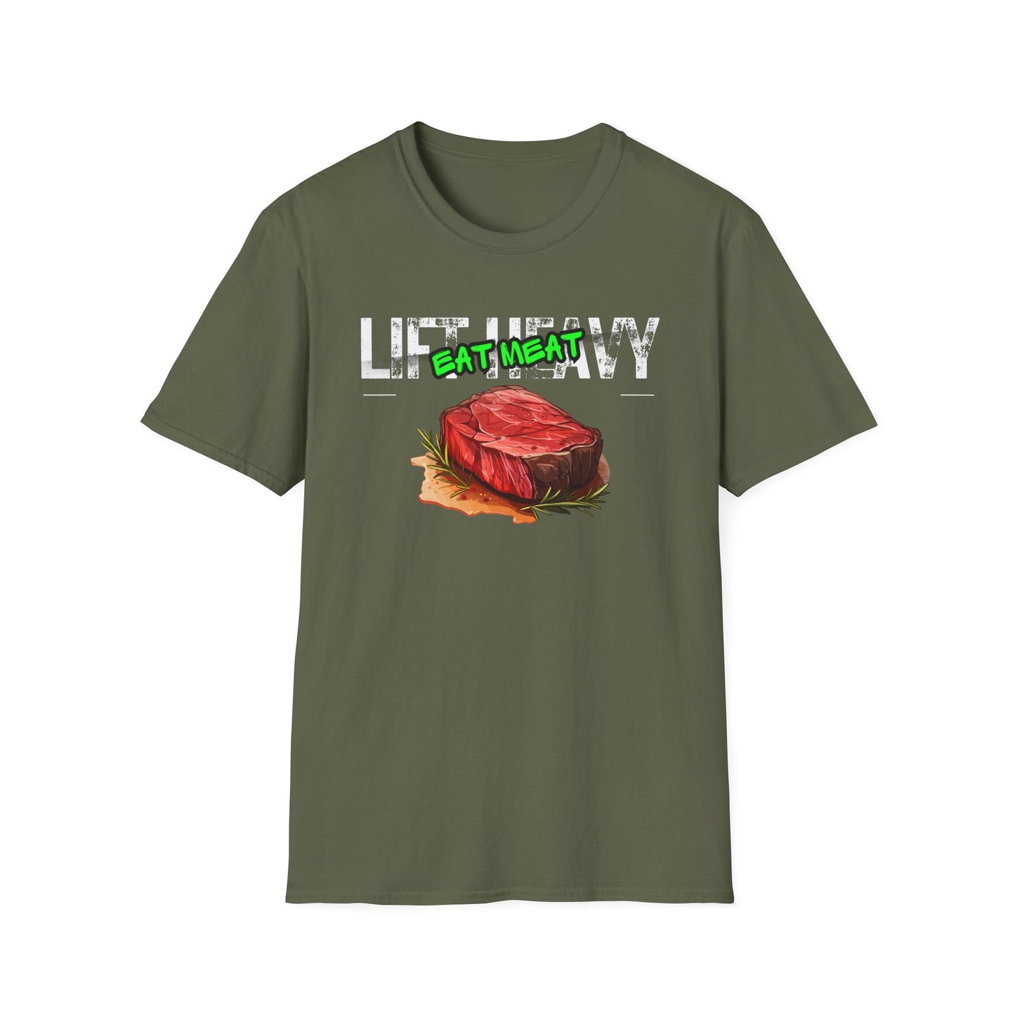 Workout Graphic Tee - lift heavy eat meat - carnivore diet shirt - steak lover gift ideas bbq tshirts