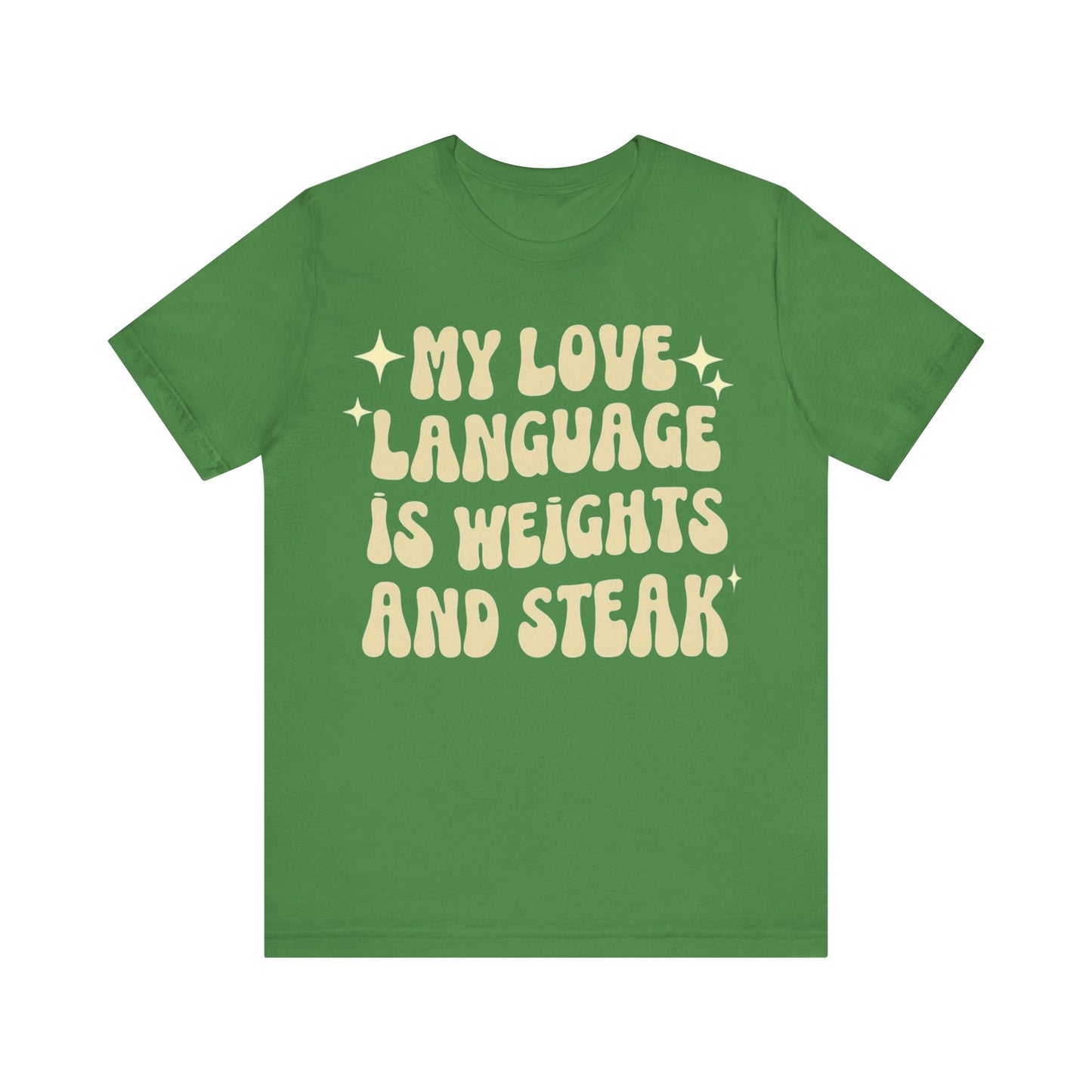 Weights and Steak Lover Unisex Tee, Gym Workout Shirt, Fitness Enthusiast Gift, Funny Weightlifting T-Shirt, Muscle Building Top