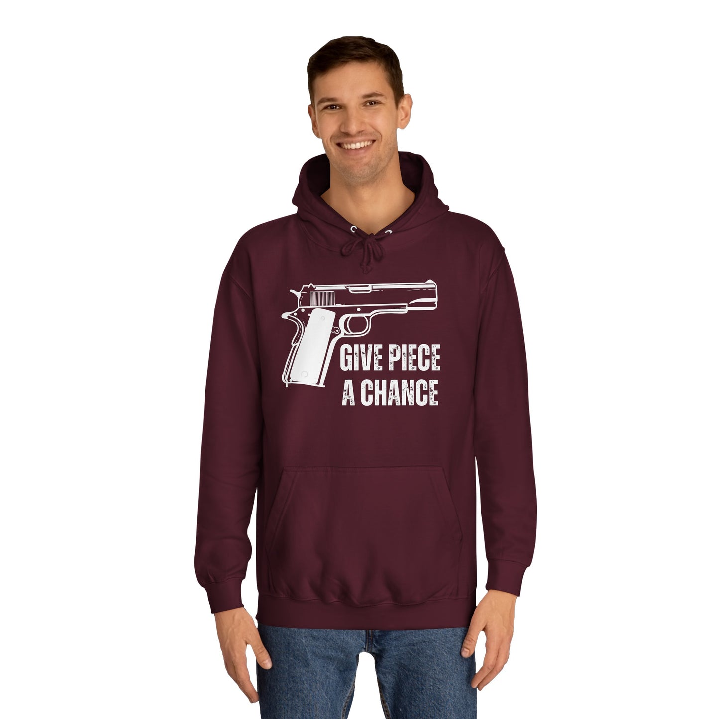 Gun Lover Hoodie Funny Hoodie for Mens gifts for Him Conservative Hoodie for Republican gift 1911 Pistol Give Piece A Chance