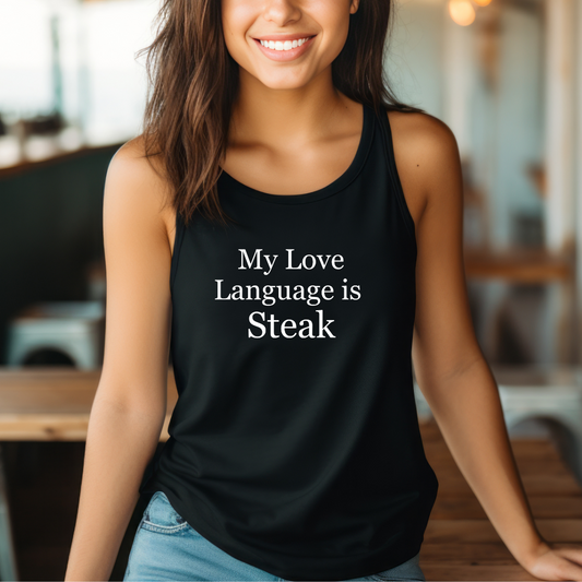 Carnviore Tank Top My Love Language is Meat Tank Top for Barbecue Tank Tops for Mens gifts for Cooking Shirt Funny Food Tank Tops