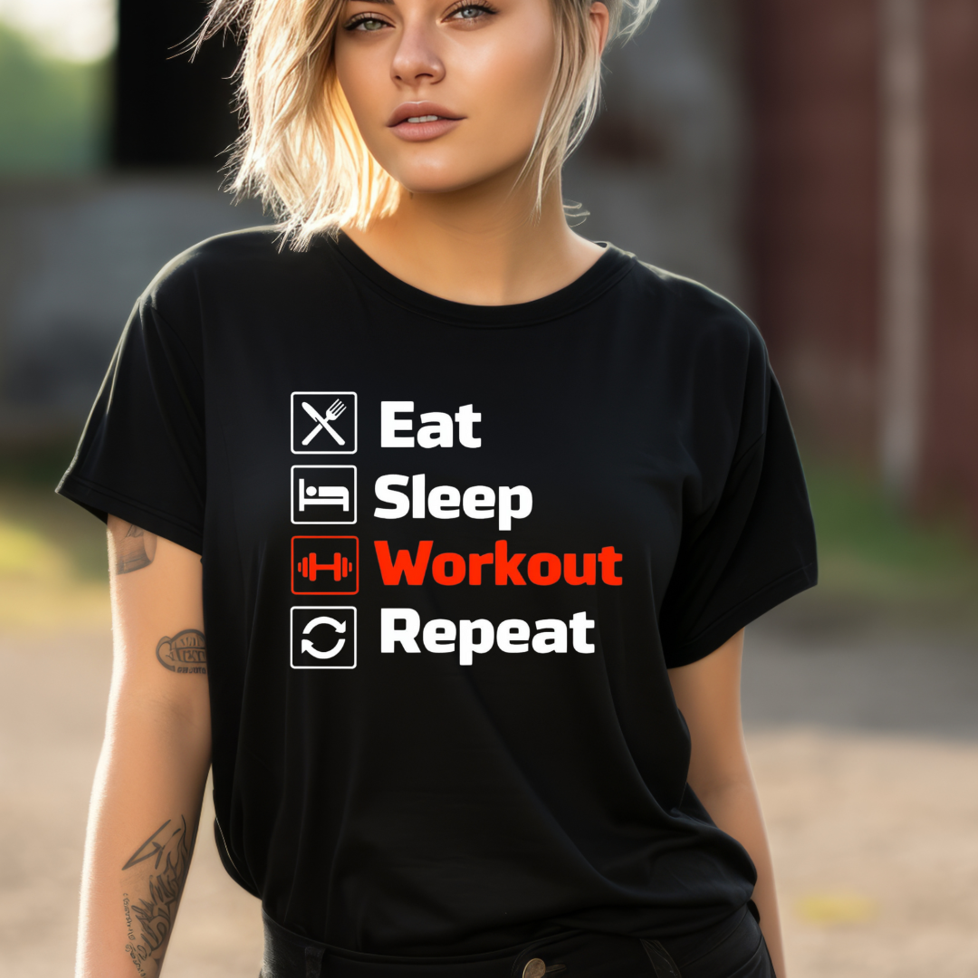 Eat Sleep Workout Repeat TShirt for Gym Shirts for Workout Tops for Gym Lover gift ideas for CHristmas gift for Powerlifter T-shirt for Him