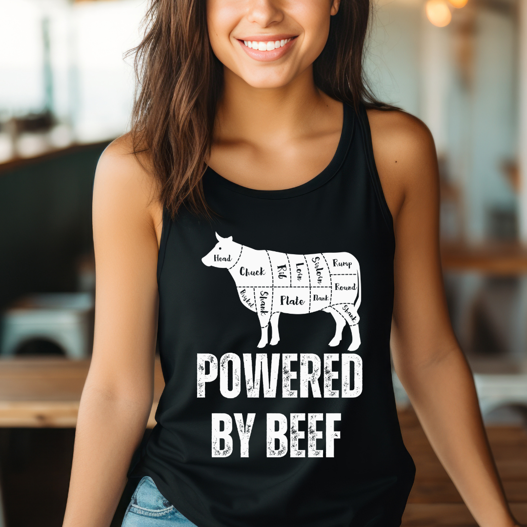 Carnivore Tank Top for Carnivore Diet gift Funny Meat Shirts for Workout Tank Top for Gym Rat gifts Powered By Beef Tank Tops