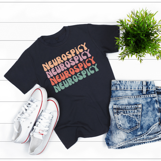 NeuroSpicy Shirts Retro ADHD shirt Funny t-shirt for Cat Lover gifts ADHD T Shirt Autistic Awareness Mental Health tee