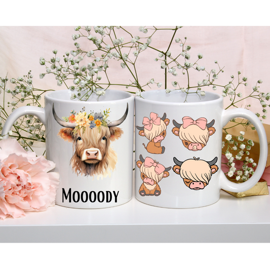 Funny Cow Design Mug Highland Cow Mug for Farmer's Gifts for Cow Lovers gift Cow Face Coffee Mug Cow Face Funny Cow Mug MOODY Cow Print