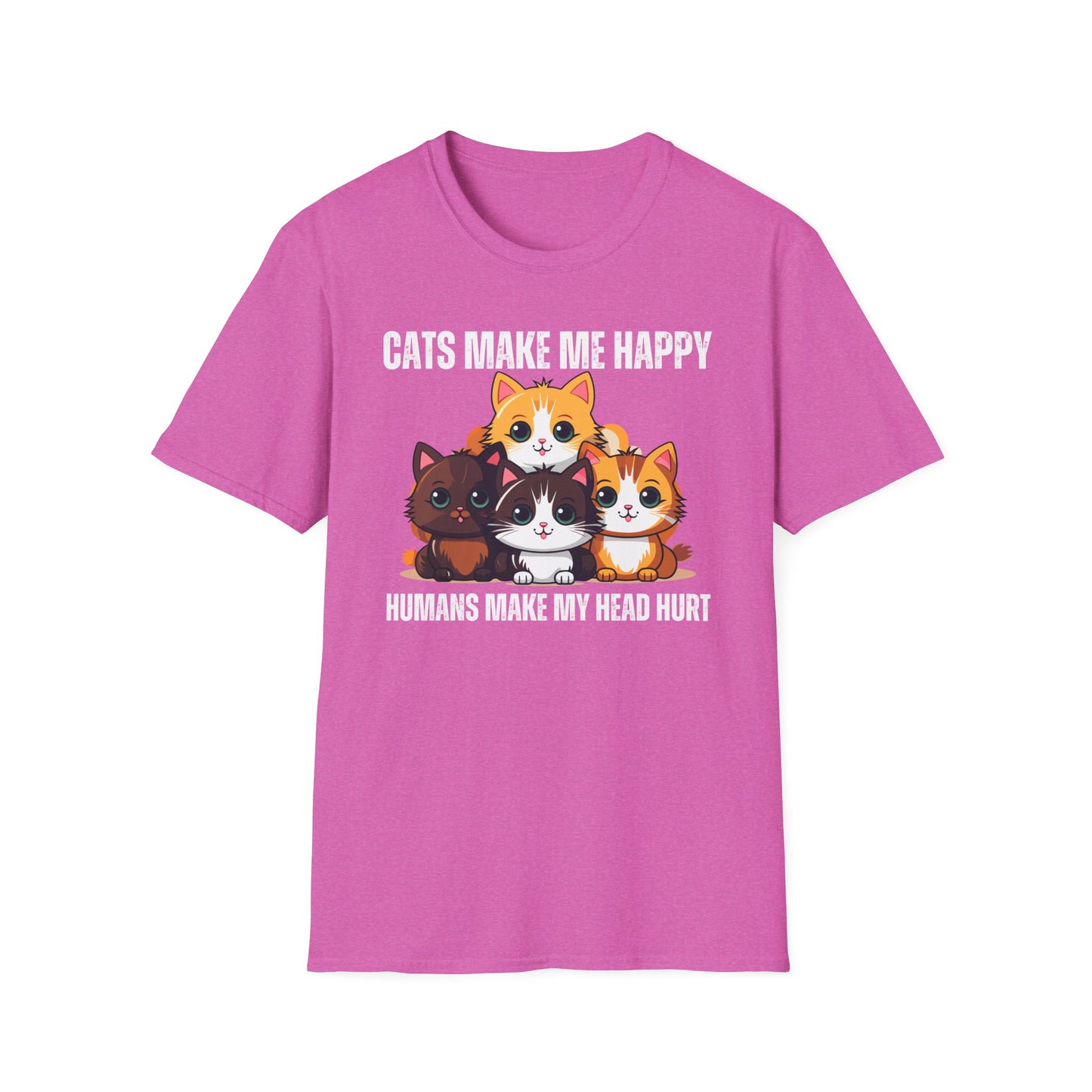 Funny Kitten Shirt for Cat Lover gift for Cat Mom T Shirts Cute Kitty T-shirt for Cat Addict gifts Cats Make Me Happy Humans Make My Head Hurt