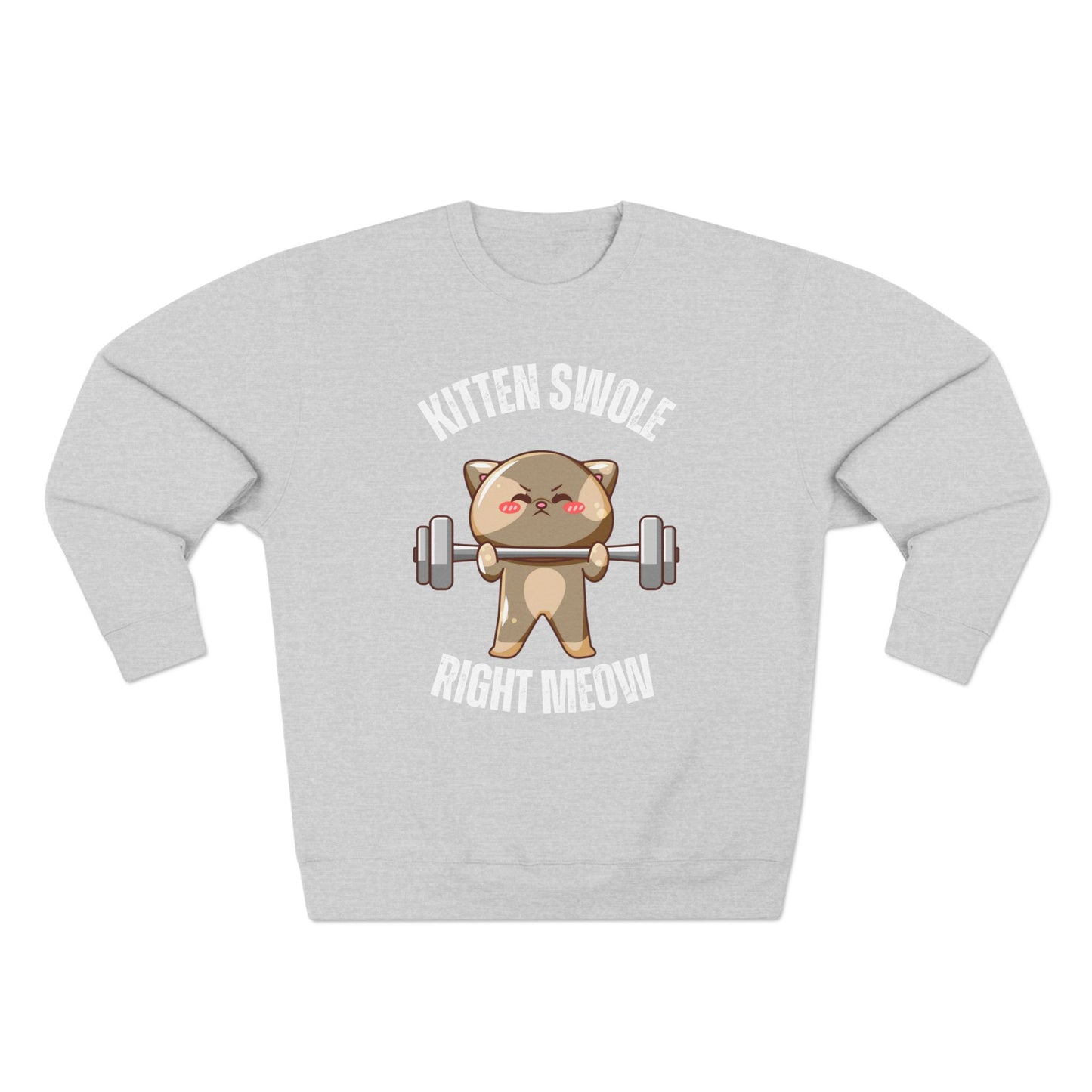 Kitten Swole Right Meow Sweatshirt, Cat Lover Gift, Funny Animal Sweater, Pet Owner Jumper, Cute Kitty Top, Workout Pullover