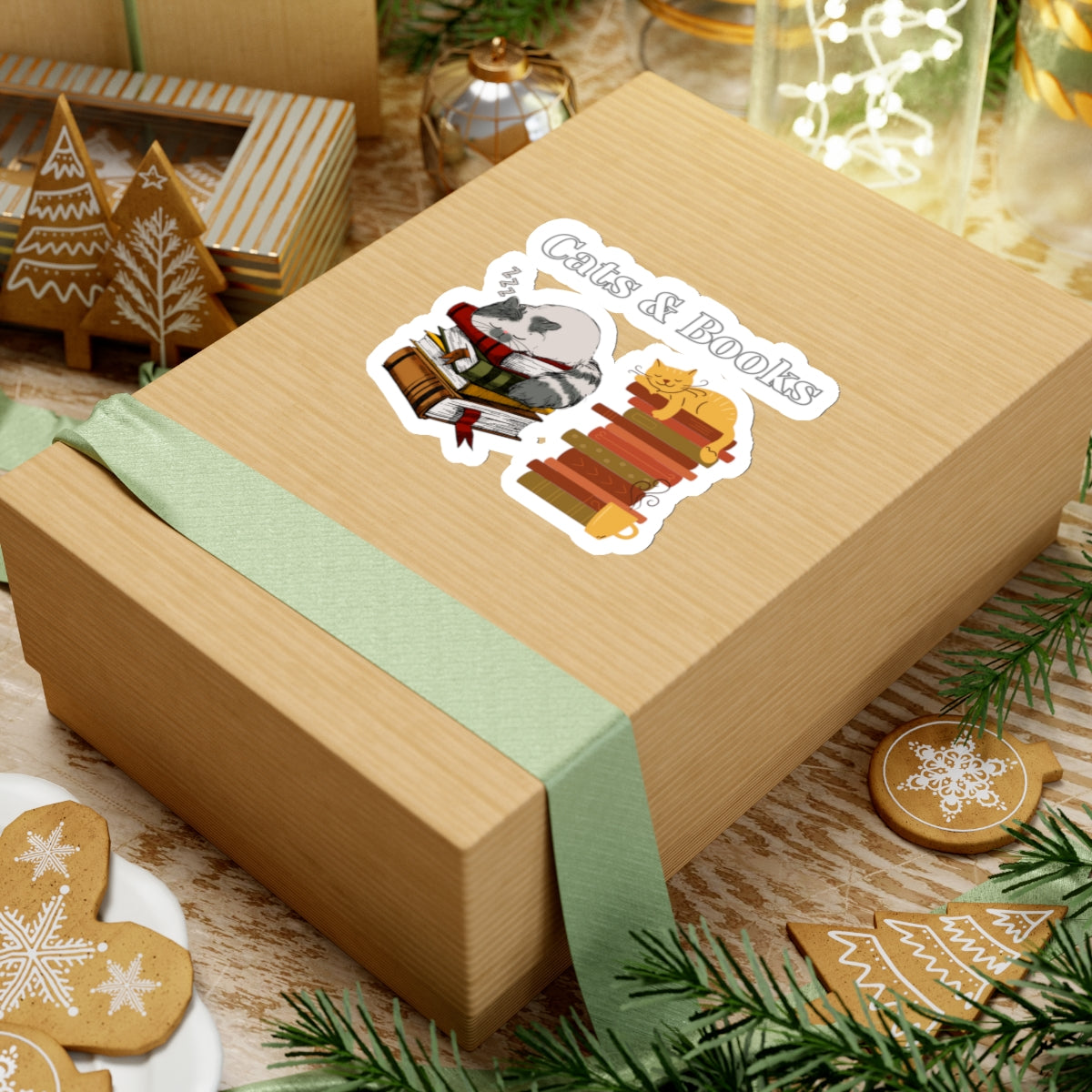 Sticker Cats and Books Stickers for Cat Lover gift for Book Lover Sticker for Book Worm sticker