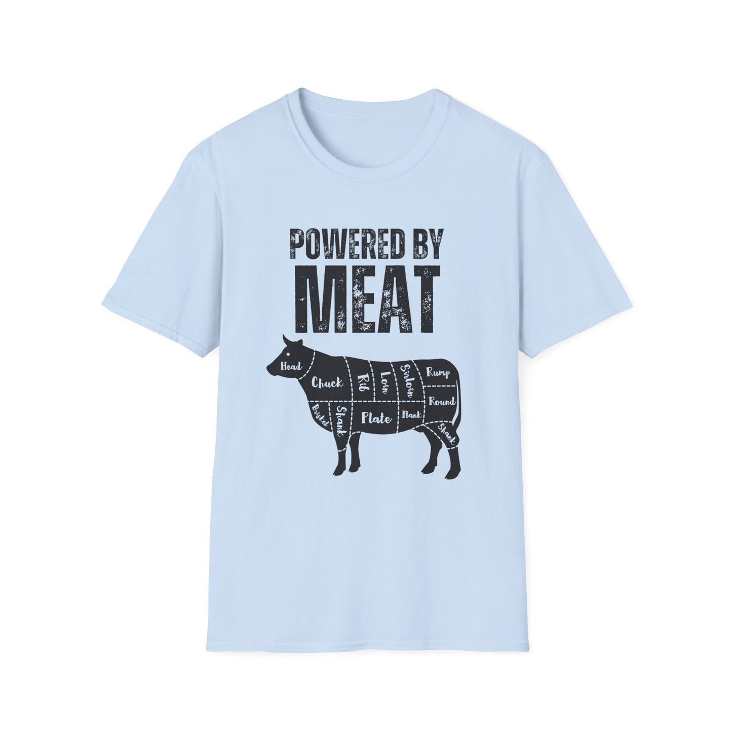 Powered By Meat T-shirt Funny Food T Shirt for Foodie gift for Her gifts for Friends Meat Lover gift for Carnivore Shirt