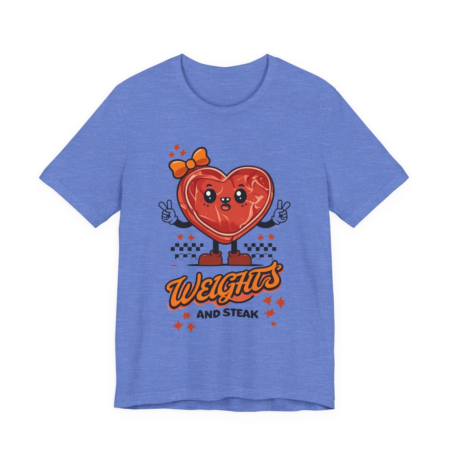 Funny Weights and Steak Unisex Tee, Gym Rat Workout Lover Gift Shirt, Fitness Apparel, Hilarious Exercise Top, Weightlifting Humor T-Shirt