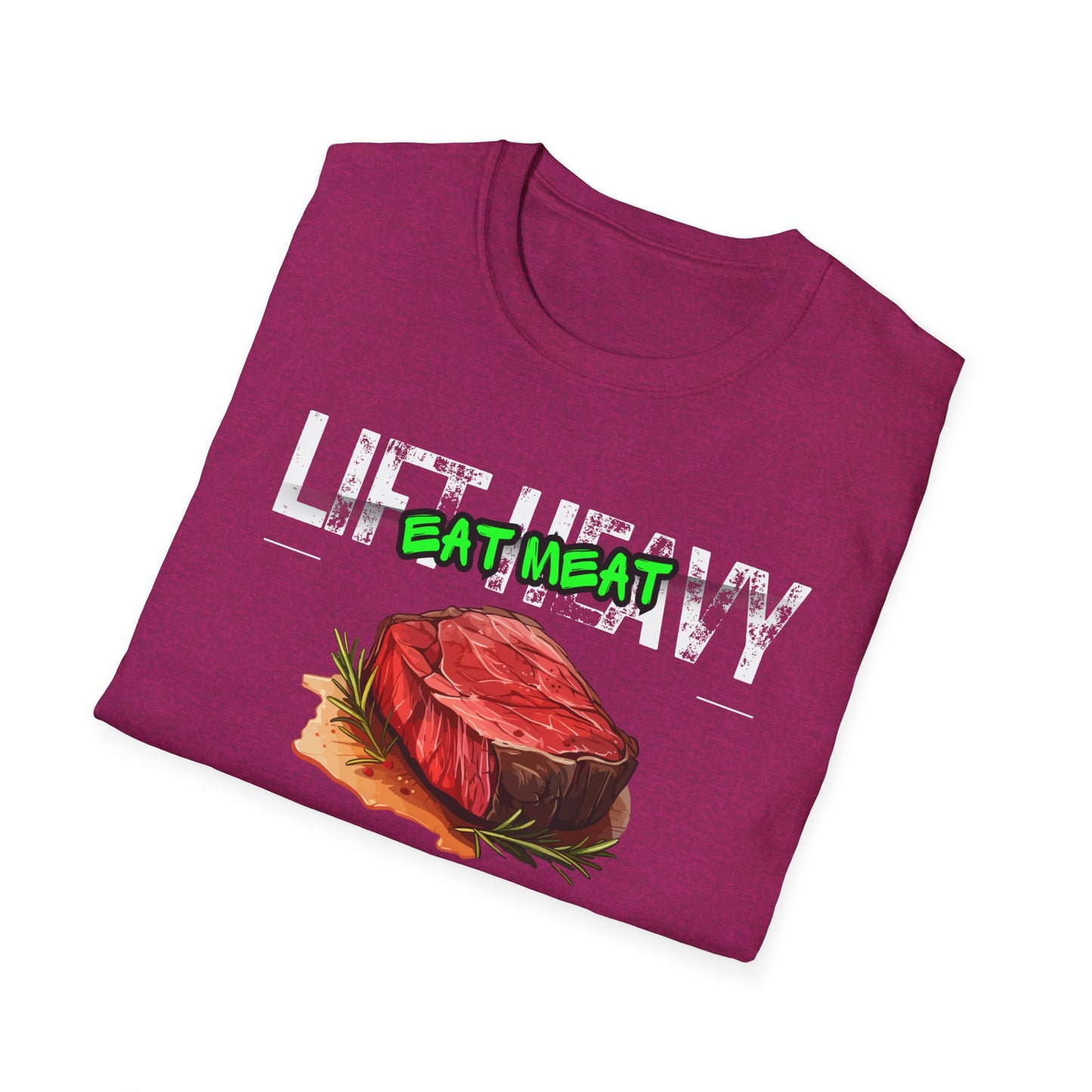 Workout Graphic Tee - lift heavy eat meat - carnivore diet shirt - steak lover gift ideas bbq tshirts