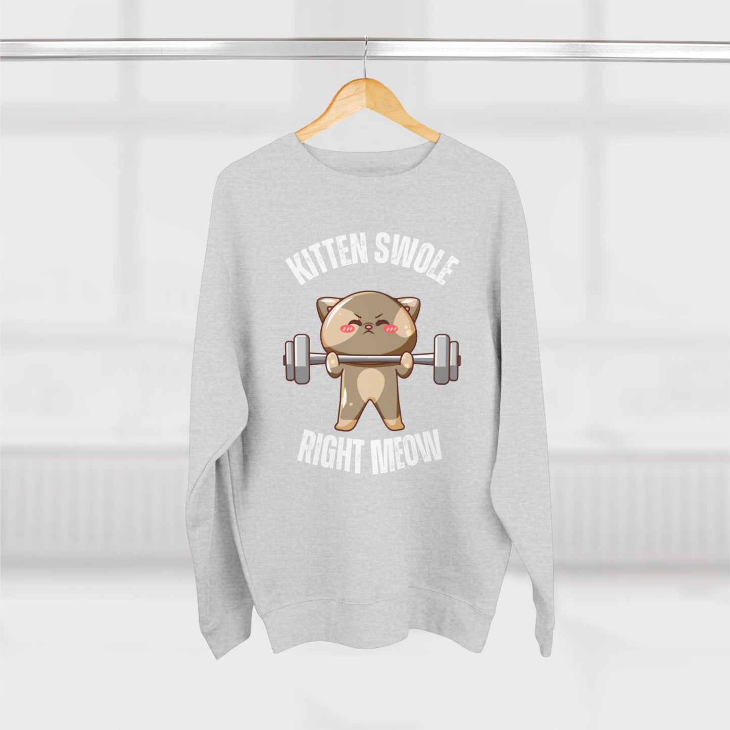 Kitten Swole Right Meow Sweatshirt, Cat Lover Gift, Funny Animal Sweater, Pet Owner Jumper, Cute Kitty Top, Workout Pullover
